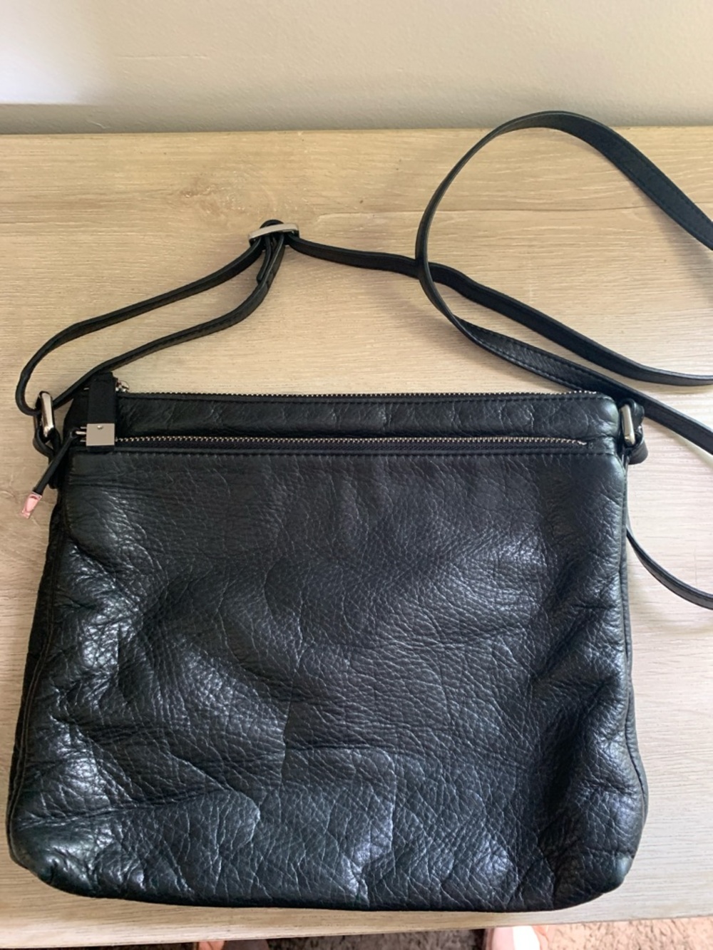Margot New York Purse Jeanne Crossbody Leather Black Zip Compartments Lined